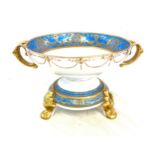 Antique Japanese Noritake nippon hand painted porcelain 2 handled bowl and stand, measures approx