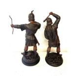 Pair of Spelter figures measures approx 19 inches tall