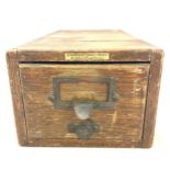 Vintage wooden index drawer measures approx 15 inches depth
