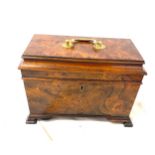 Tea caddy measures approx 8 inches tall 9.5 inches wide depth 5 inches