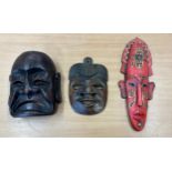 Selection of 3 wooden masks