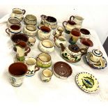 Selection of assorted Cornish pottery includes candle stick, tea pot etc