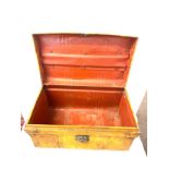 Small vintage metal trunk measures approx 10.5 inches tall 19 inches wide