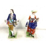 Antique pair of Chelsea porcelain figurines gold anchor mark