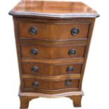 Small mahogany four drawer bow front chest measures approx 24 inches high by 16 wide and 14 deep