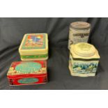 Small selection of vintage tins to include Father Christmas wrapped toffee etc