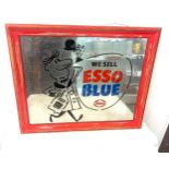 Esso blue advertising mirror measures approx 19 inches tall 23 inches wide