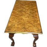 Burwalnut Queen Anne Ball and Clawl Coffee table measures approx 18.5 inches tall by 42 inches