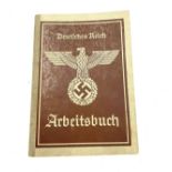 WW2 German Nazi Delitches Reich Arbeitsbuch- This book became law in 1935 to show the work history