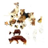 Large selection of assorted animal figures includes dogs, fox, penguin etc