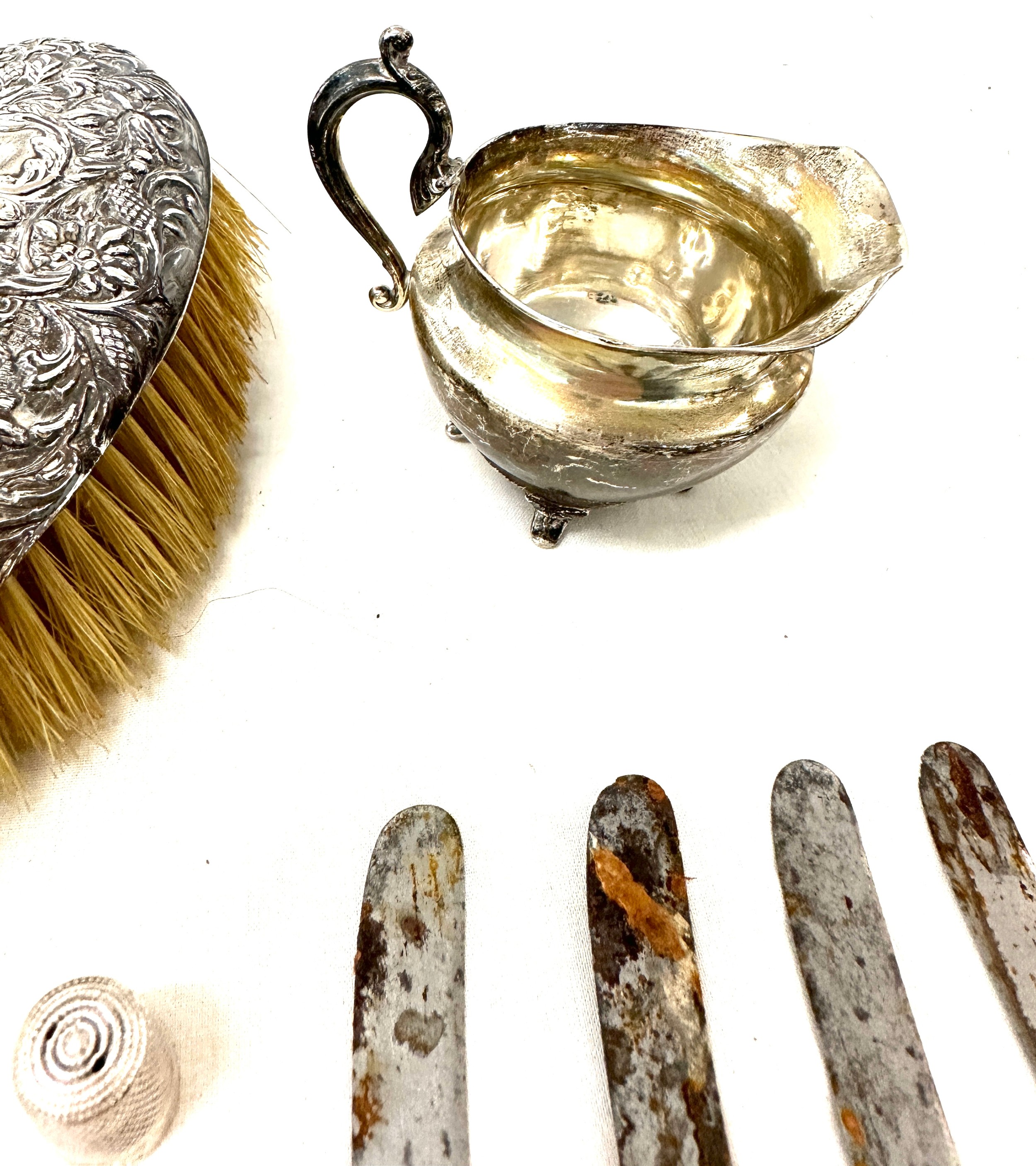 Selection of silver items includes silver handled knives, brush etc - Bild 7 aus 9