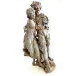 Signed Cast boy and girl figure, damaged, approximate height 21 inches