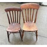 Pair of slate back kitchen chairs