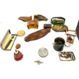 Selection of collectable items includes perfume bottle, shoe last etc