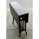 Mahogany inlaid drop leaf table measures approx height 24 inches by 24 length by 7.5 width
