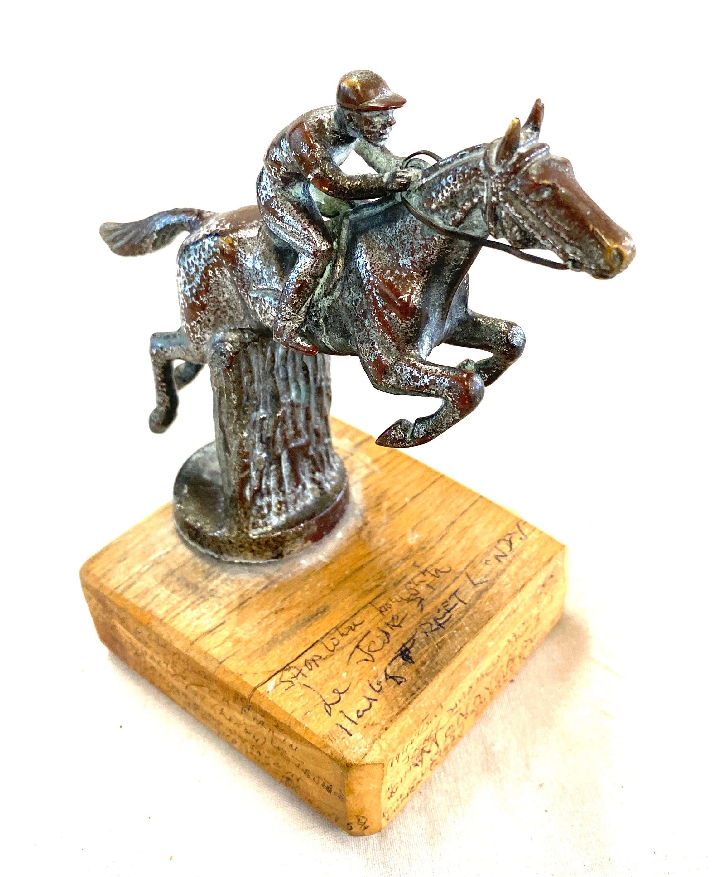 Scarce original 1920's chrome plated bronze car mascot of a race horse