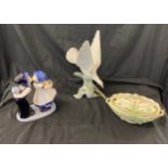 Selection of pottery includes Lladro Dove 4450, dutch figure etc