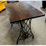Singer sewing machine table with wood top- measures approx 3 foot long