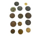 Small collection of antique tokens ( 15 ) 18 century and later