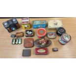 Large selection of vintage advertising tins