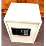 Electronic safe, with key, measures approx 20 inches tall 14 inches by 13 inches