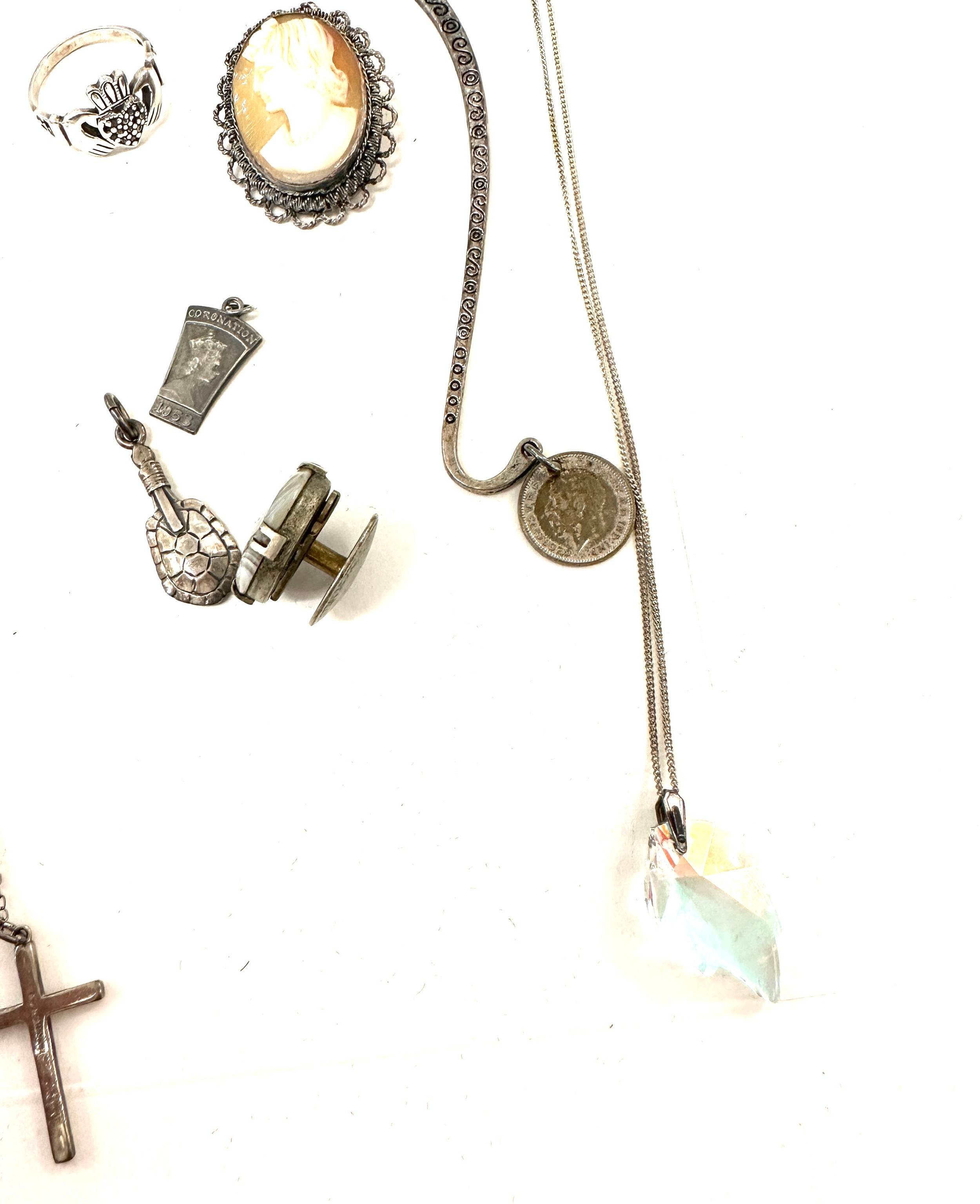 Selection of vintage silver jewellery includes 3 pendants - Bild 2 aus 4