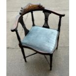 Mahogany inlaid corner chair