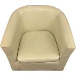 Faux cream leather tub chair