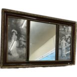 Vintage framed 3 panel mirror/ print frame measures approx 23 inches tall 37 inches wide