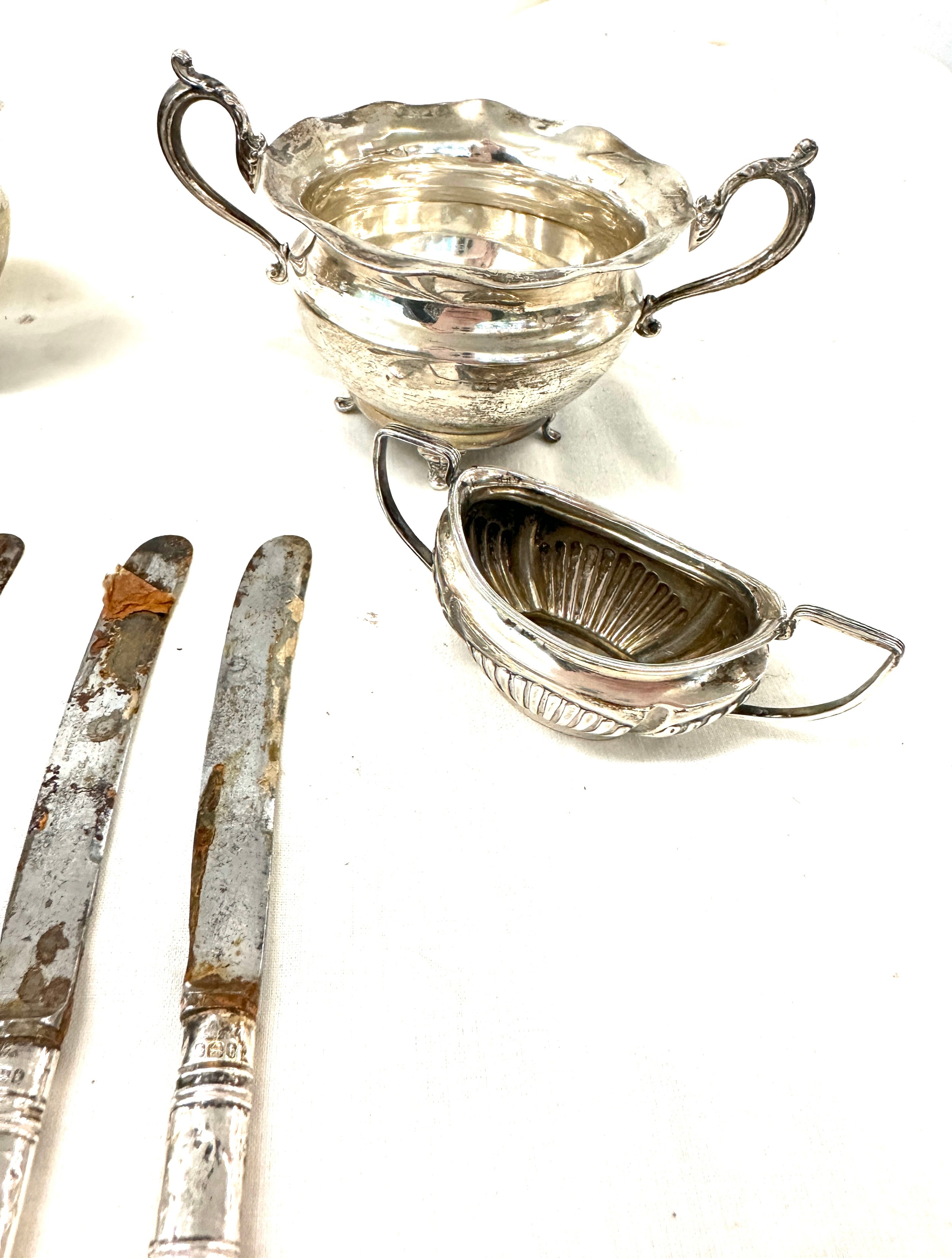 Selection of silver items includes silver handled knives, brush etc - Bild 5 aus 9