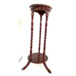 Mahogany tall plant stand, approximate height: 33.5 inches