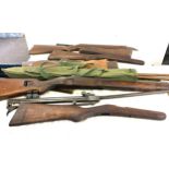Selection of vintage and later rifle parts includes cleaning equipment etc