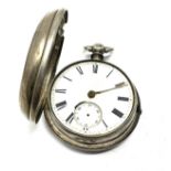 Antique silver pair case fusee pocket watch the balance will spin when shaken missing glass and