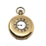 Antique gold plated half hunter pocket watch the watch is not ticking