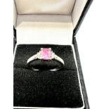 14ct white gold pink sapphire & diamond dress ring (3.2g)