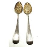 2 georgian silver berry spoons London silver hallmarks