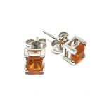 14ct white gold orange fire opal stud earrings (1g)