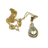 9ct yellow gold diamond & topaz pendant necklace (1.4g)