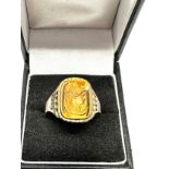 9ct yellow gold antique tigers eye ring (5.1g)