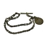 Silver Fancy Link Watch Chain With Fob (39g)