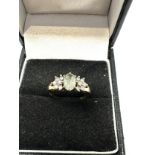 9ct yellow gold vintage diamond & aquamarine ring (1.7g)