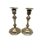 Pair of Antique silver candlestick London silver hallmarks measure approx 20cm tall filled bases
