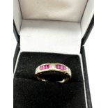9ct gold vintage diamond & ruby ring (2g)