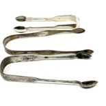 3 antique silver sugar tongs