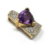 14ct gold diamond & amethyst pendant (2.2g)