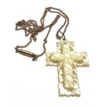 Antique 9ct gold chain & m.o.p cross pendant total weight 5.8g