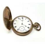 Antique gold plated full hunter waltham pocket watch the watch is ticking