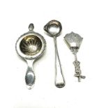 Continental silver tea strainer etc