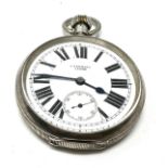 Antique silver open face Elgin pocket watch retailer a.yewdall leeds the watch is ticking