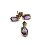 9ct yellow gold vintage amethyst earrings & pendant set (1g)